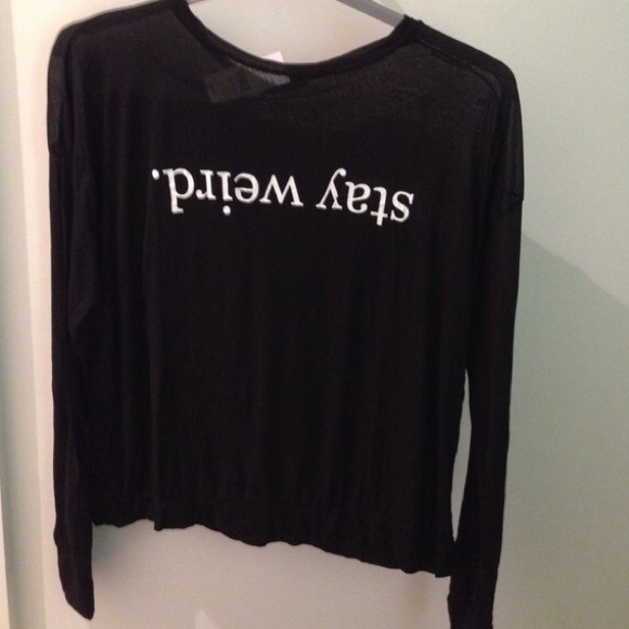 Brandy Melville Stay Weird Black Longsleeve Shirt