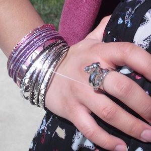 Forever 21 Purple, Pink Silver Bangles
