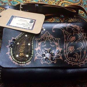 Leather black handstitched bag
