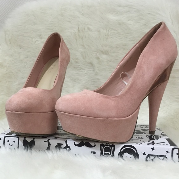 Pink suede heels