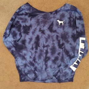 Off shoulder pink sweatshirt