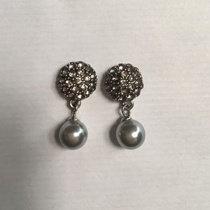 Pearl and rhinestone earrings