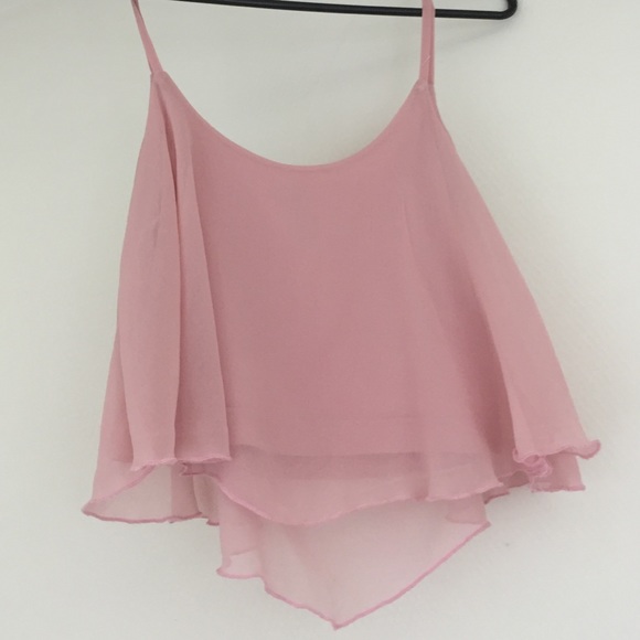 Baby pink flowy crop top