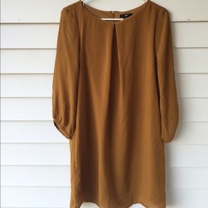 Mustard yellow lined shift dress from h&m