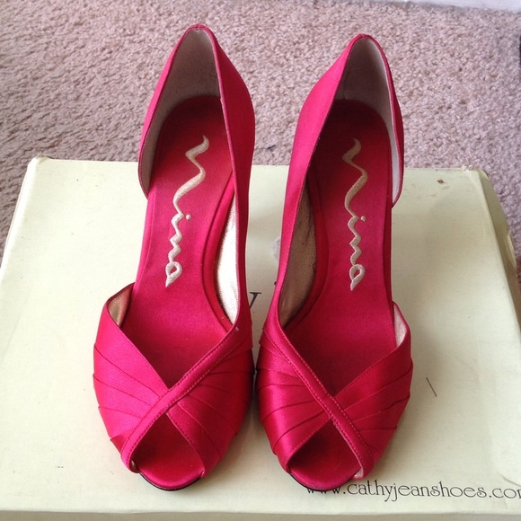 Pink satin heels