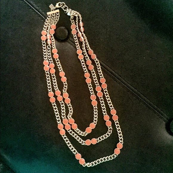 Banana Republic Orange and Gold Gem Necklace.