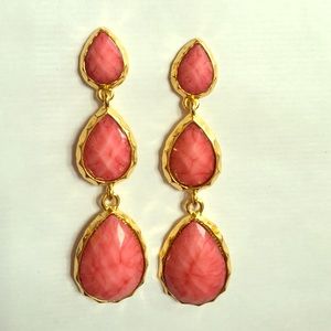 Pink and gold dangly fashion earrings