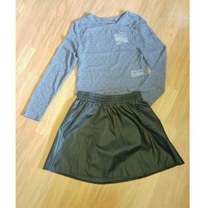 Lace Blue Long Sleeve Crop Top