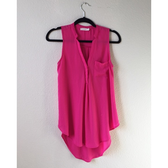 Fuchsia pink high low blouse!