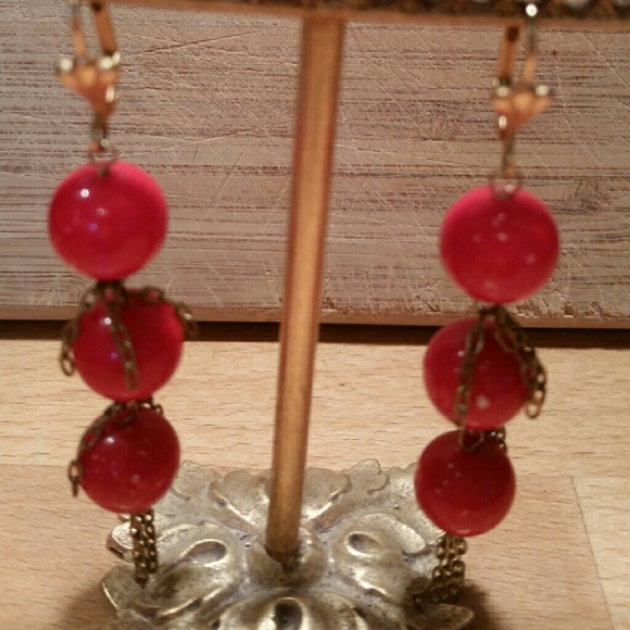 Beautiful Red And Gold Earrings
