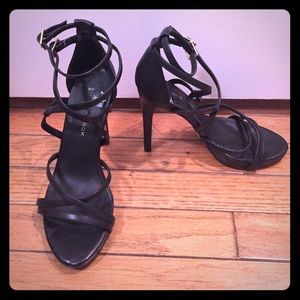 Strappy Black Leather Heels
