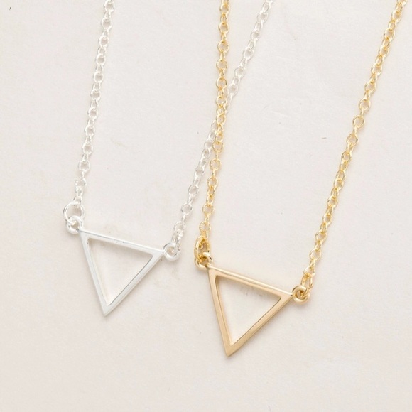 • SALE • Silver Tiny Triangle Necklace • - Picture 2 of 3