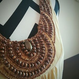 Razor Back Tank With Beaded Neckline