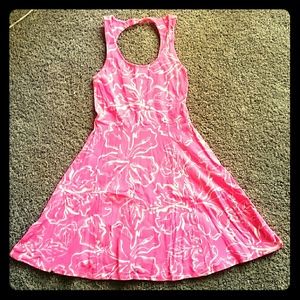 Hot pink Hawaiian flower dress
