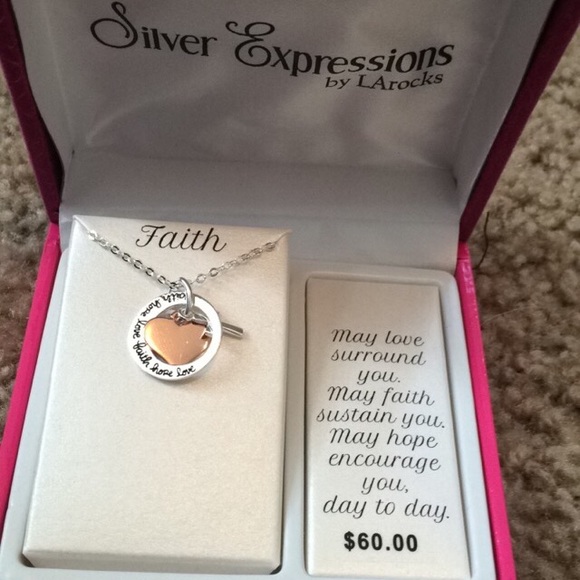 Silver expression faith necklace new