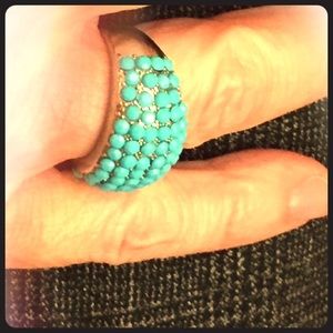 Silver tone turquoise colored stone ring 6