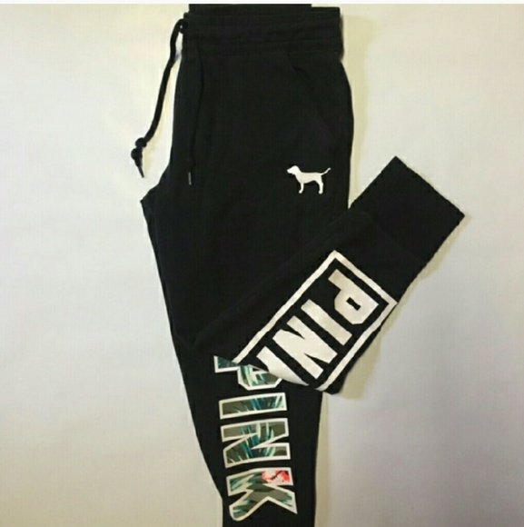 Pink skinny tropical collegiate pants - Picture 1 of 4