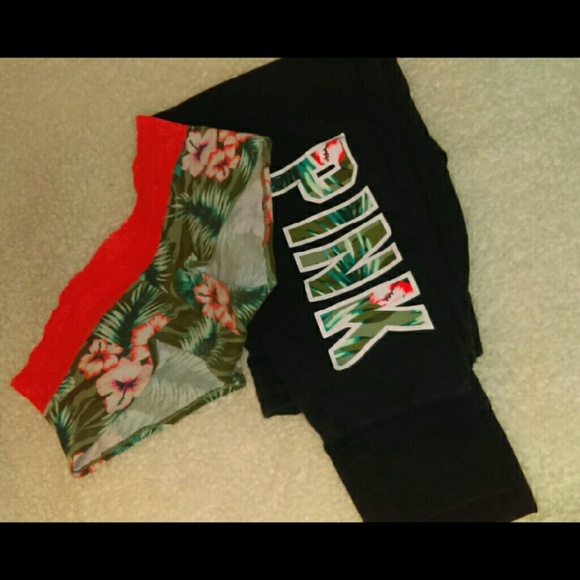 Pink skinny tropical collegiate pants - Picture 3 of 4