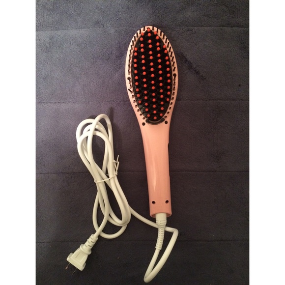 ceramic hair straightening brush pink