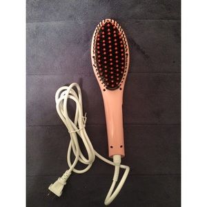 ceramic hair straightening brush pink