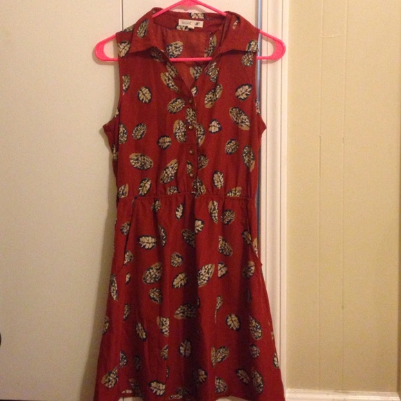 Flowy Ash Red Leaf Dress