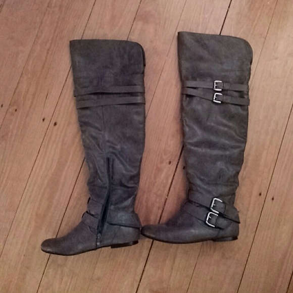 Gray over the knee boots