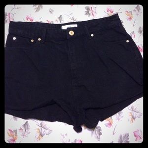 Mango black denim high waisted shorts