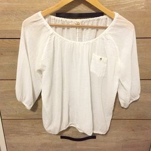 {J.Crew} White Peasant Blouse