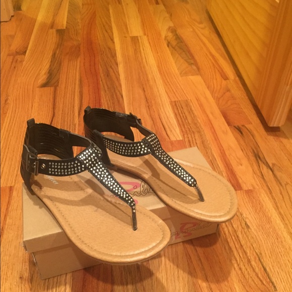 Sandals black with rhinestones/ sparkles