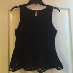 Black lace fit and flare tank top