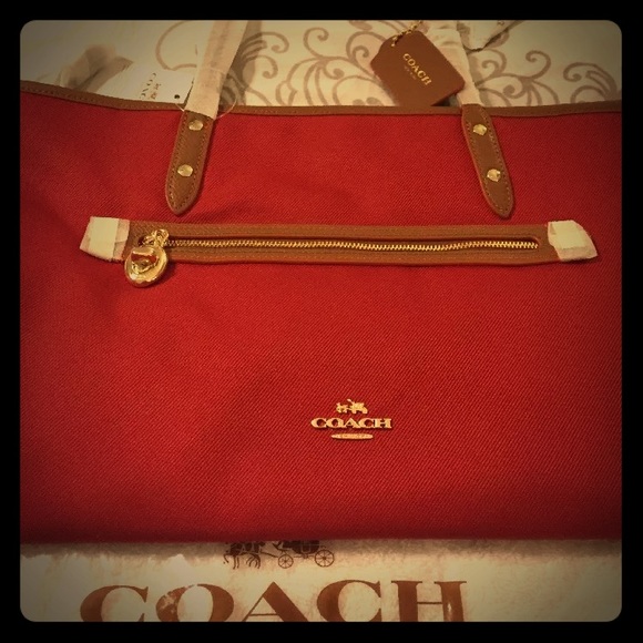Coach Sawyer Tote in polyester twill.