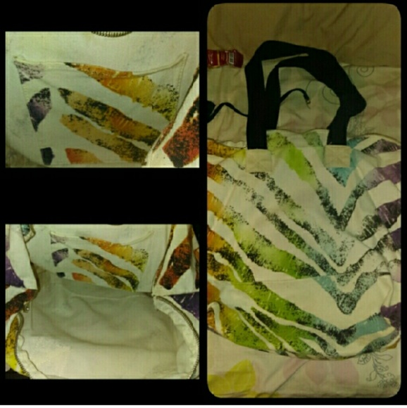 Rainbow zebra top zip bag - Picture 2 of 2