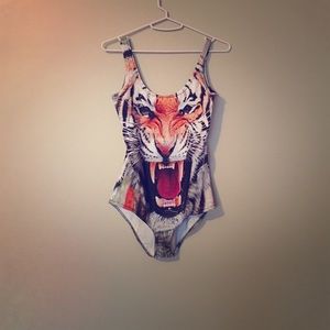 Tiger face one piece swimsuit