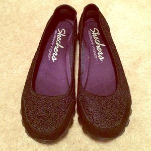 Skechers Memory Foam Flats Black lace