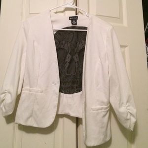 White skull laced blazer