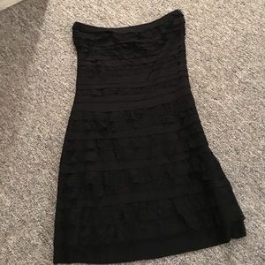 Black lace strapless dress