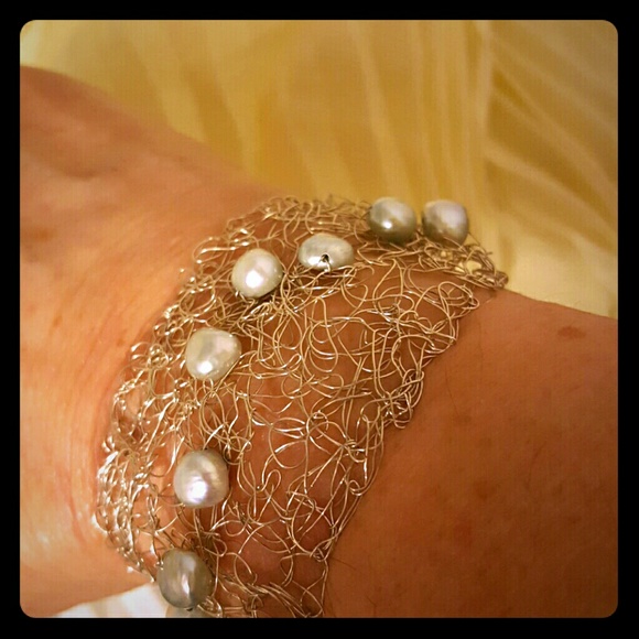 Jewelry - NWOT Sterling Silver Bracelet with cultured pearls