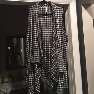 Plaid flannel waterfall vest NWOT