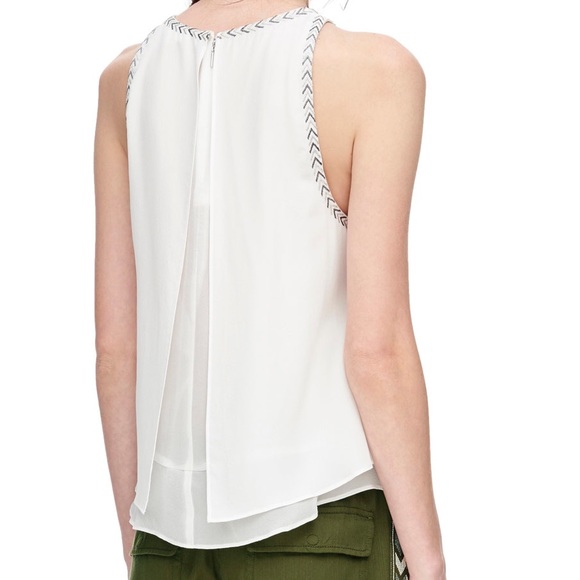 Rebecca Taylor Chevron Embroidered Top White - Picture 2 of 3