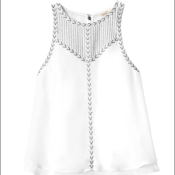 Rebecca Taylor Chevron Embroidered Top White - Picture 3 of 3