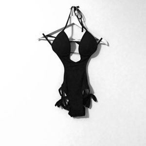 Sexy cut out black one piece swimsuit