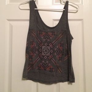Tribal designed grey tank top