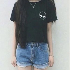 NEW black alien short sleeve tshirt
