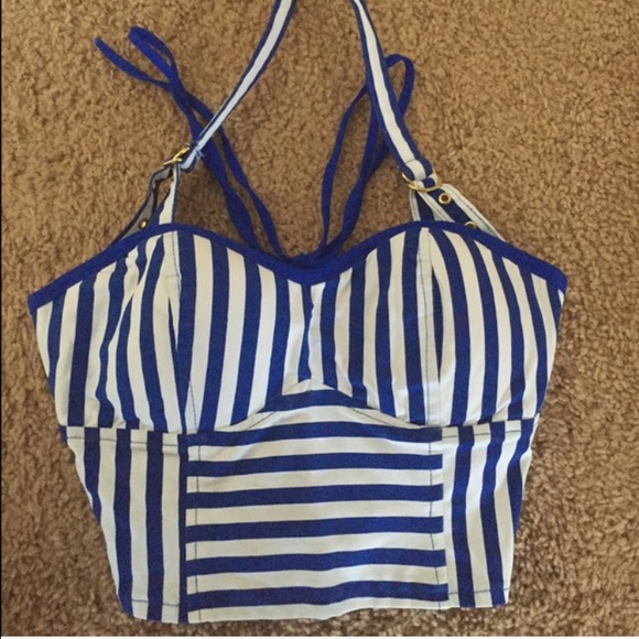 Windsor Sailor Striped Blue Halter Top