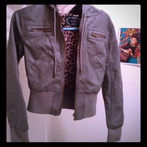 Grey Pleather Zipup Jacket - Picture 1 of 1