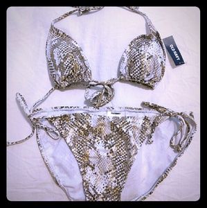 Sexy snake print string bikini