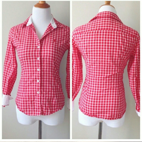 HP♡Red plaid button down shirt!