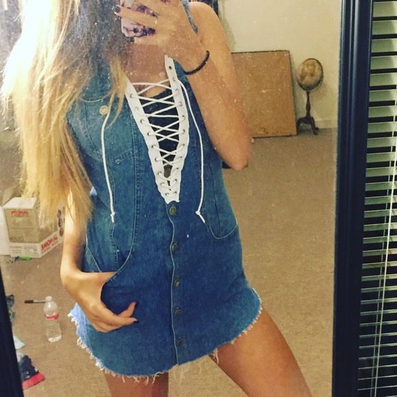 Jean lace up dress and army lace up bundle - Picture 2 of 4