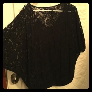 Black Lace Slouchy Blouse