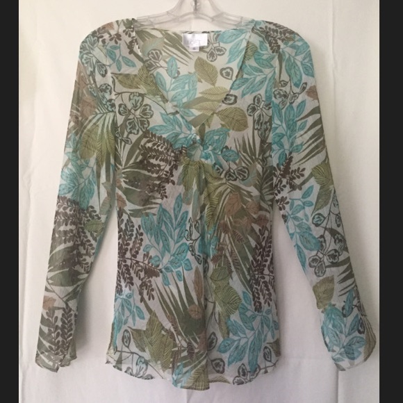 LOFT Long Sleeve, Sheer Blouse